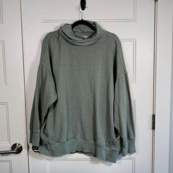 aerie Tops - Aerie Women Size XL Green Cotton Blend Pockets Oversized Turtleneck Sweatshirt